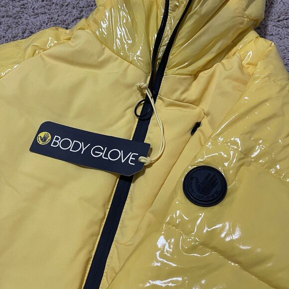 Body Glove Jacket Women Small Yellow Puffer Duck Down Face Hood Zip Up Dandelion - Picture 6 of 13